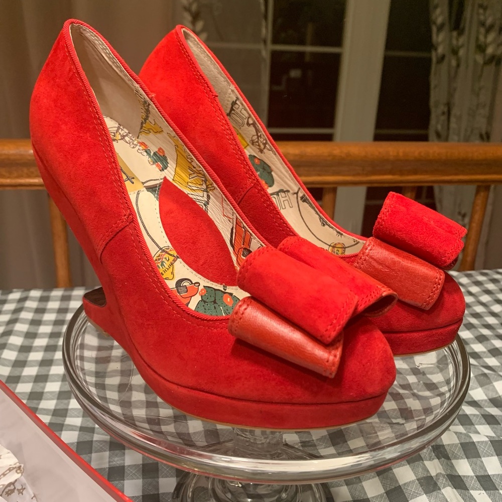 Miss L-Fire Red Savoy Suede Shoes